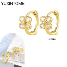 Pave Micro Crystal North Star Hoop Earrings Punk 925 Sterling Silver Ear Needle Twist Gold Earrings For Women Minimalist Jewelry