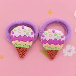 2Pcs/Set Sweet Cake Ice Cream Shape Hair Accessories Colorful Nylon Headband Kids Ponytail Holder Scrunchie Ornaments Gift