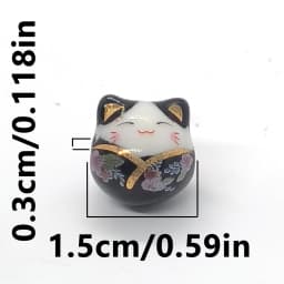 15mm 6pcs Tie Lucky Cat Shape Ceramic Beads For DIY Bracelet Keychain Necklace Gifts Accessories Bead