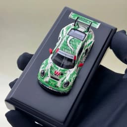 New TOP LUX TL 1:64 Scale Porsche 911 GT3 R #77 Sketchy Green Dinosaur Alloy Car Model Miniature Diecast Collection Hobby Toys