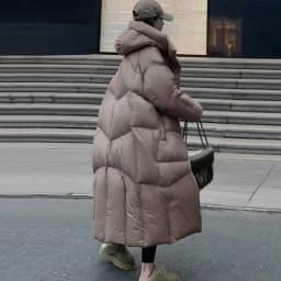 Winter Solid Long Hooded Down Jacket Female Thick Warm Outdoor Parka Outwear Women White Duck Down Loose Knee Length Down Jacket