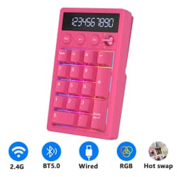 RK ROYAL KLUDGE M20 2.4G Wireless Numpad Keyboard Tri-Mode 17 Keys RGB Hot-Swappable Gasket Knob Calculator Keyboard PBT Keycap