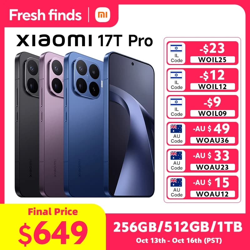 World Premiere Global Version Xiaomi 17T Pro Smartphone 100W HyperCharge 7000mAh Battery 50MP Leica Camera 144Hz 6.83" AMOLED