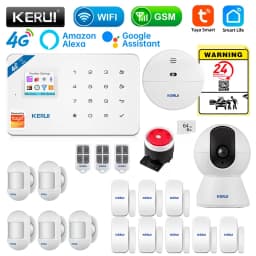KERUI Security Alarm System Kit W184 4G WIFI GSM Alarm Wireless Home Tuya Smart APP Control Motion Sensor Burglar Support Alexa