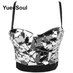 Black Y2K Tops White Rhinestone Sequins Tassel Slim Crop Top New Gothic Party Club Wedding High Street Sexy Corset Top Camis