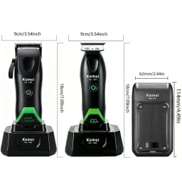 KEMEI 1386/1385 Professional Hair Clipper – Designed for Barbershops and Salons; Features Zero-Gap Blade for Fading, Detailed Styling, and Anti-Snag Performance