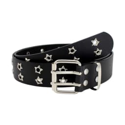 Star Eye Rivet Belt Hollowed-out Punk Belt For Man/women Hip-hop Double Pin Buckle Fashion Pu Leather Waistband Y2K Decoration