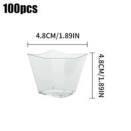 50/100pcs Transparent Dessert Cup Mini Square Plastic Dessert Cups for Birthday Party Fruit and Ice Cream Plastic Food Container
