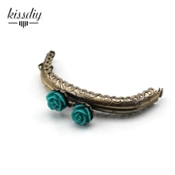 KISSDIY 10pcs 8.5CM Rose Head Pattern Purse Frame Antique Bronze Arc Shape Bag Kiss Clasp Lace Metal DIY Bag Accessories