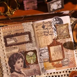 6 Sheets/pack Art World Waterproof PET Retro Frame Sticker DIY Creative Scrapbooking Junk Journal Diary Album Decoration Collage