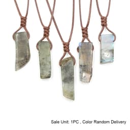 CSJA Healing Crystals Necklaces Irregular Natural Stone Slice Pendant Necklace Pink Quartz Labradorite Tiger Eye Jewelry H090
