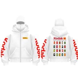 Men'S Full Zipper Double Hat Jacket Kodak Retro Film Print Long Sleeved Letter Pattern Casual Streetwear Zipper Sportswear