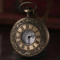 Roman Scale Display Vintage Pocket Watch Necklace Chain Quartz Pendant Bronze Chain Clock Leisure Silver Retro Hanging Watch
