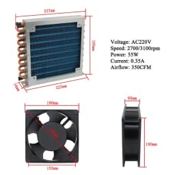 Small Shell Condenser Radiator Refrigerator Freezer Air-cooled Water-cooled Aluminum Fin and Copper Tube Heat Exchanger with Fan
