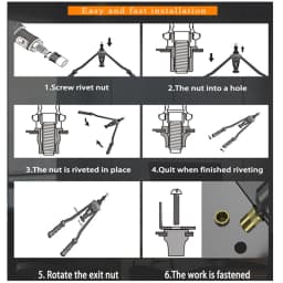 Hand Threaded Rivet Nut Gun BT-606 Manual Riveter Tool Double Handle M3 M4 M5 M6 M8 200pcs Flat Head Thread Rivet Nuts