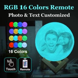 ZK20 Customized Photo Moon Lamp Personalized Kids Wife's Gifts Night Light USB Charging Tap Control  2/3 Colors Lunar Light
