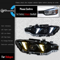 AKD LED Car Lights for BMW F30 2012-2019 Headlight F31 F35 Snake Eyes LED Head Lamp 318i 320i 325i 328i 330i 335i LED DRL turn signal low beam high beam Automotive Accessories