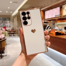 Luxury Plating Case For Samsung Galaxy A18 A17 A57 A55 5G S23 S24 FE S26 S25 S24 Ultra Love Heart Pattern Silicone Soft Cover