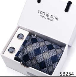 Classic Style 65 Colors Sales Silk Tie Handkerchief Cufflink Set Men Necktie Box Solid Color Sky Blue Fit Wedding Office Cravat