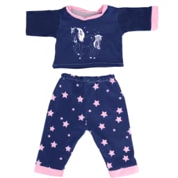 Cute Doll Pattern Pajamas for18inch doll&43 cm Reborn doll Flannel Homewear Set with Cartoon Design, Cozy Sleepwear Loungewear