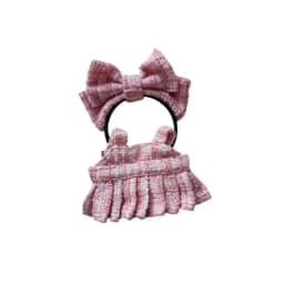 15/17cm LABUBU Doll Tweed Outfit With Headband Set For Gen1 2 3 Labubu Clothing Accessories Sitting Party