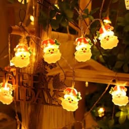 1pc LED Christmas Snowman & Xmas Tree & Santa Claus String Lights Battery Powered Christmas Fairy Atmosphere Hanging Lights