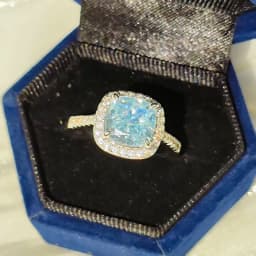 925 Sterling Silver Stylish and Simple Ice Flower Cut Princess Square Bag Zircon Ring Birthday Party Anniversary Gift
