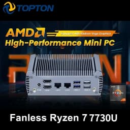 Topton Fanless AMD Mini PC Ryzen 9 4950U 7 7730U 5825U 4700U Windows 11 Gaming Computer Dual LAN Firewall 2*HDMI2.0 NVMe DDR4