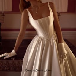 High Quality Satin Square Collar Robe de mariée Dreamy Ruched Customized A-Line Wedding Dress Classic Pockets Vestido De Novia