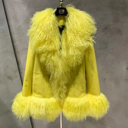 Sheep Collar Coats Women Winter Luxury Mongolian Fur Leather Jackets with Long Sleeve 7251