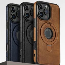 For iPhone 16 Pro Max Luxury Cortex Leather Magsafe Magnetic Stand Holder Phone Case For iPhone 13 14 15 Plus 17 18 Back Cover