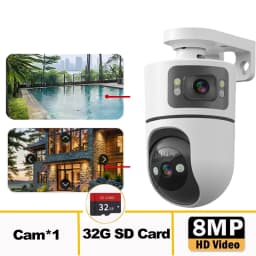 4K 8MP WiFi Surveillance Camera Dual Lens with Adjustable Bracket Two-Way Audio Onvif 10X Zoom Security Wireless Surveillance
