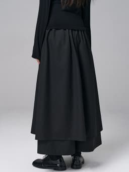 [EAM] High Elastic Waist Black Bandage 2 Layers Wide Leg Pants New Trousers Women Fashion Tide Spring Autumn 2026 1DJ0396