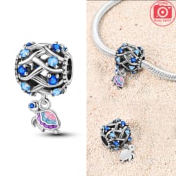 925 Sterling Silver Ocean Series Blue Turtle Starfish Shell Fit Original Bracelet Charms for Women diy Fine Jewelry Gifts