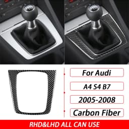 For Audi A4 S4 B7 2005-2008 Car Accessories Real Carbon Fiber Gear Shift Panel Set Cover Trim Interior Sticker Modification