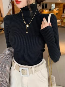 2026 Casual Slim Knitted Pullover Autumn Winter Thick Turtleneck Sweater Base Sweater Korean Style Simple Base Layer Warm Tops