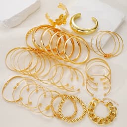 Vintage Elegant Multi-Piece Stacking Bracelets Set Fashion Minimalist Delicate Floral Geometric Smooth Bangle Holiday Jewelry