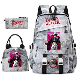 Demon Slayer Anime Backpack Set for Girls Demon Slayer 3Pcs School Bag Lunch Kit Pouch