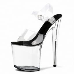 Stripper Shoes Clear 20cm Rhinestone Platform Hate Sky High Sandals Nightclub Model Shining 8inches High Heels New Bride Exotic
