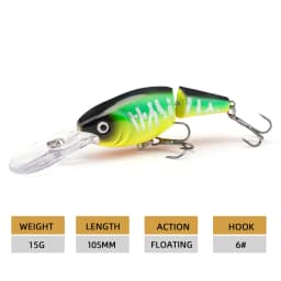 Agoie Deep Diving Crankbaits Jointed Swimbait For Bass Fishing 105mm 15g Floating Wobblers With Rattles For Pike Fishing Lure