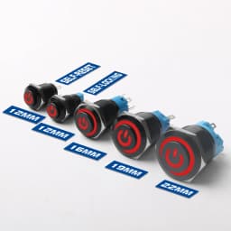 12/16/19/22mm High Head Metal Black With LED Light Waterproof Button Momentary Latching Switches With Power Mark 12V 24V 220V