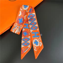 2025 New Pearl Puzzle Women's Twill Decorative Small Silk Scarf Wrapping Bag Handle Ribbon Headband Small Scarf Wholesale Gift