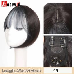 Long Straight Topper Hair Piece With Bangs Invisible Seamless Clip Overhead Toupee Invisible Replacement block Cover White Hair