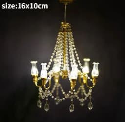 1/6 1/12 Scale Dollhouse Retro European Style Mini LED Lamp Double-head Flower Ceiling Light Lamp Wall Light Decor Toy