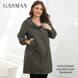 GASMAN Autumn Trench Coat Plus Size Women's Mid-Length Belt Hooded Zipper Jacket Women Solid Color Windbreaker Parkas GM-8299