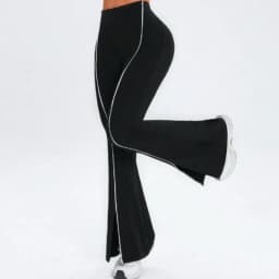 Line splicing simple flared pants for women slim split pants high elasticity hip lifting high waist running fitness yoga pants