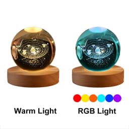 GGbingo 6cm Bedside Lamp Solar Theme Cosmos Series Crystal Ball Night Lights Milky Way Moon for Desk Creative Gift RGB