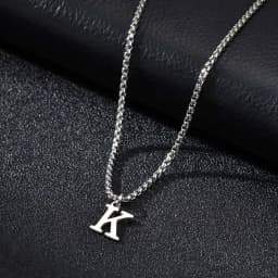 Vnox Simple A-Z Letter Necklace for Men, Waterproof Stainless Steel 26 Letters Pendant Necklace,Men’s Minimal Initial Necklace