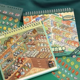 Mr.Paper 33Pcs Miniature Scene Sticker Book 3D House Landscape Stickers DIY Craft for Journal Scrapbook Collage