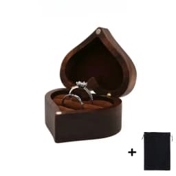Free Customize Wedding Ring Box With Bag Heart Shape Personalized Custom Wood Ring Box Engagement Ring Boxs Christmas Gifts